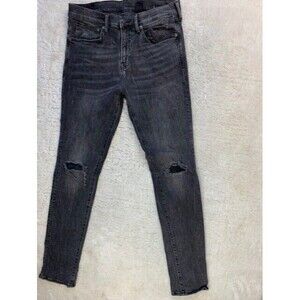 H&M Mens Jeans Size 34x33 Black Wash Stretch Slim Leg Distressed